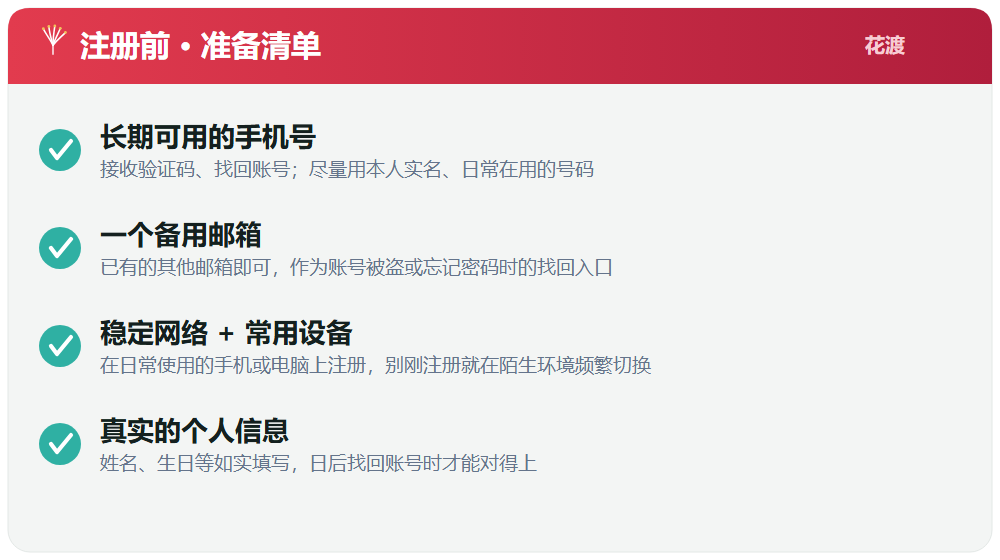 注册前准备清单